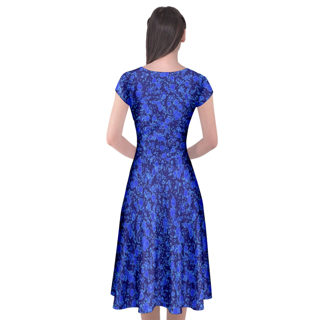 Blue Molecule Wrap Front Dress
