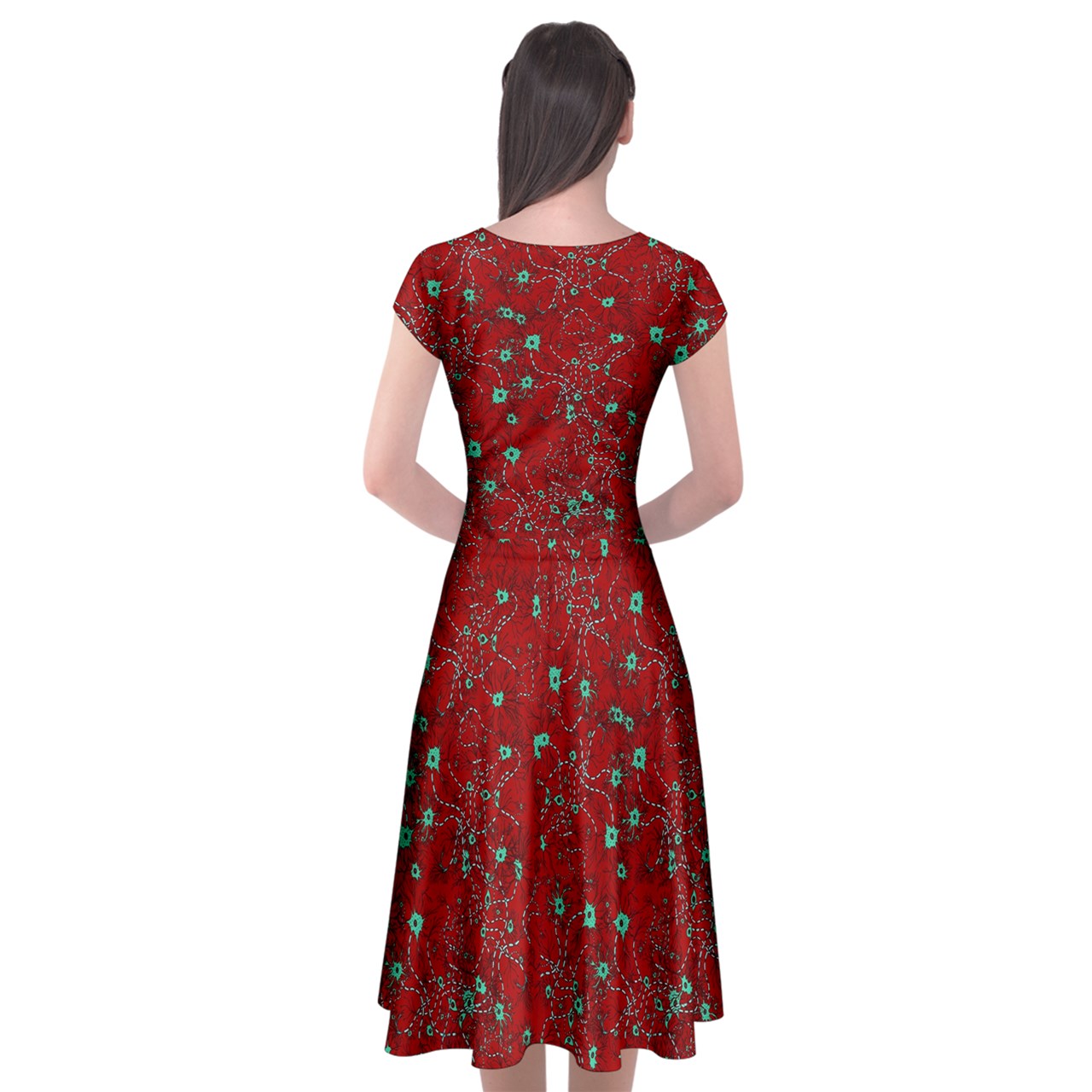Red Neuron Wrap Front Dress