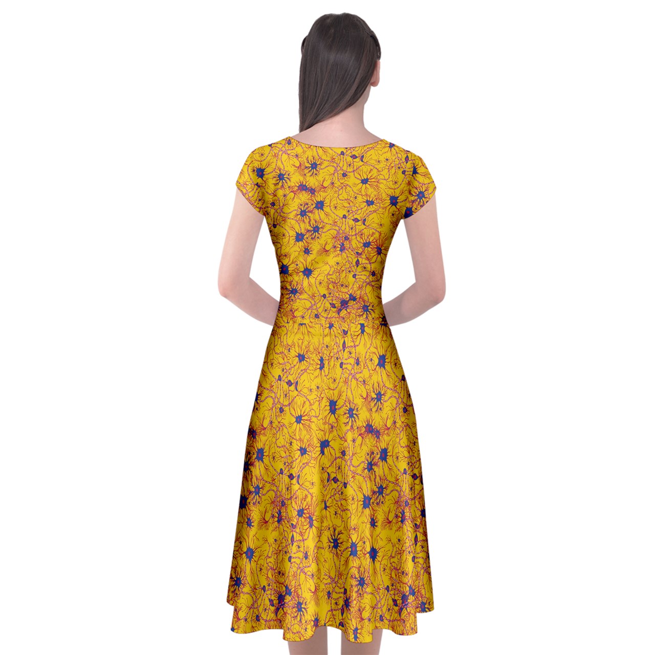 Yellow Neuron Wrap Front Dress