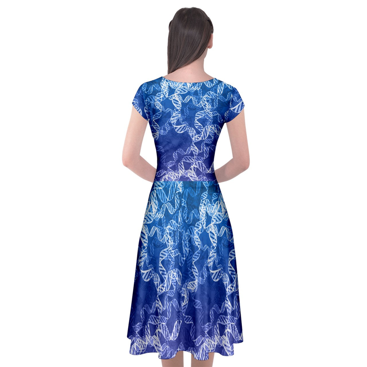 Blue DNA Wrap Front Dress