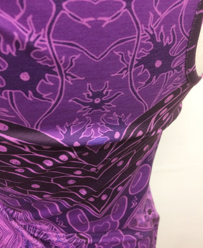 Purple Tissue Shapes Cotton Tennis Dress