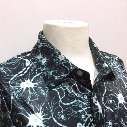 Black neurons satin long sleeve shirt