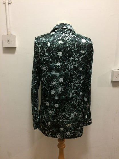 Black neurons satin long sleeve shirt