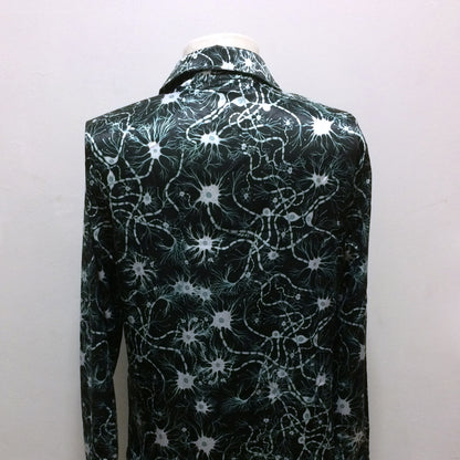 Black neurons satin long sleeve shirt