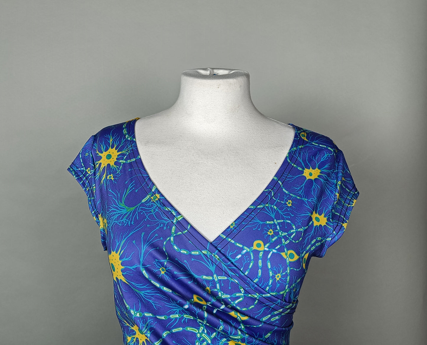 Blue Neuron Wrap Midi Dress