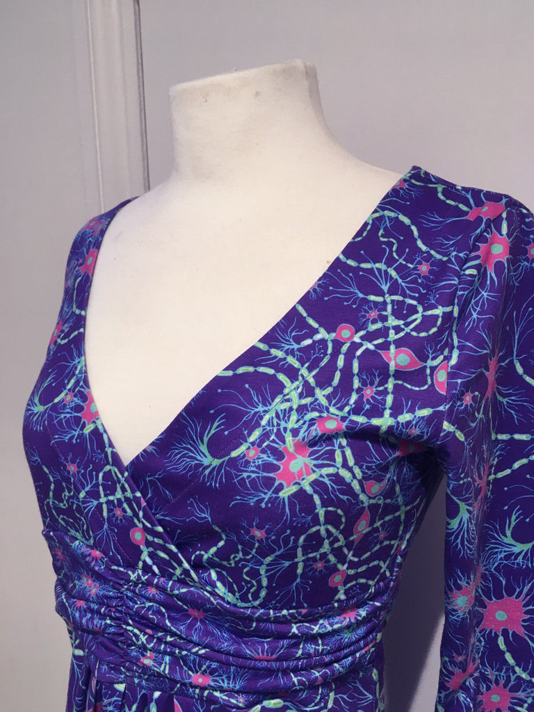 Indigo Neurons Cotton Wrap Dress - Boutique Science