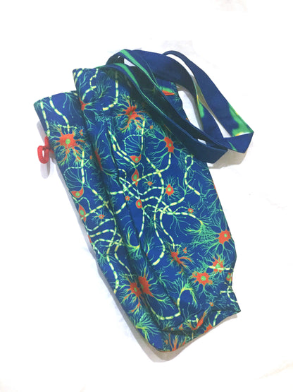 Blue green neuron drawstring heavyweight canvas tote bag