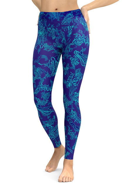 Blue Protein Shapes Classic Yoga Leggings