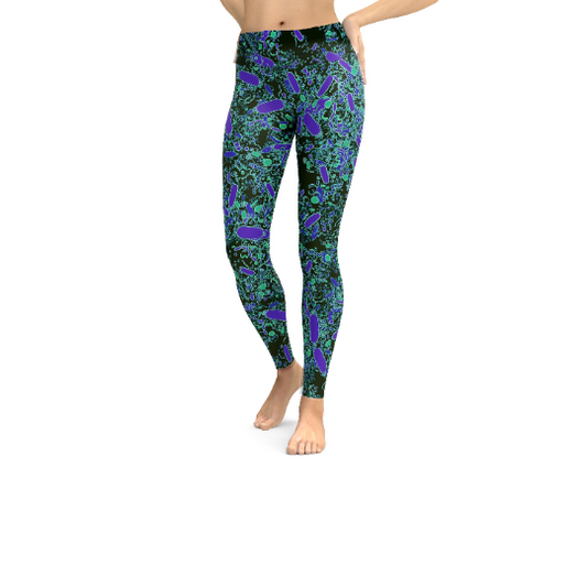 Black Bacteria Lightweight Velour Yoga Leggings