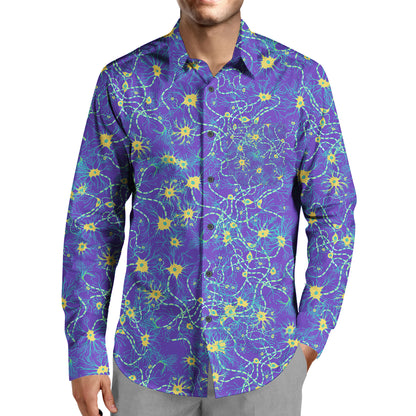 Blue neurons long sleeve collar shirt