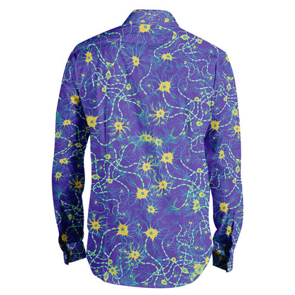 Blue neurons long sleeve collar shirt