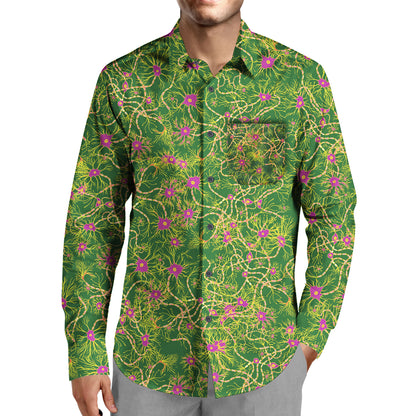 Green neurons long sleeve collar shirt