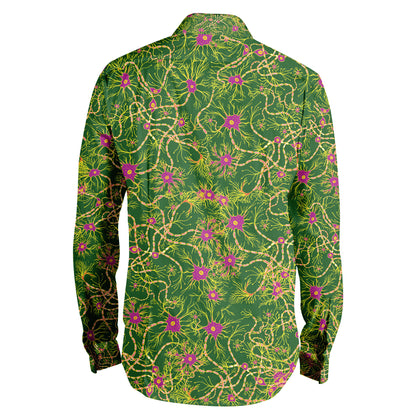 Green neurons long sleeve collar shirt