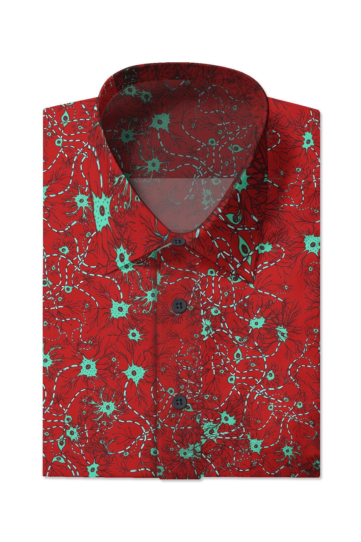 Red neurons long sleeve collar shirt