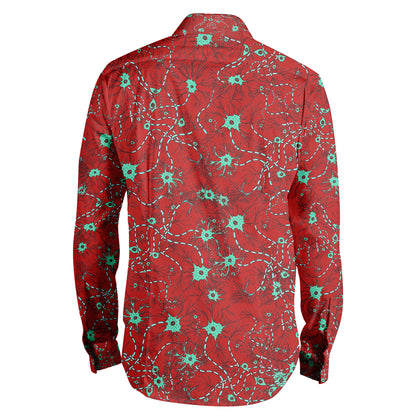 Red neurons long sleeve collar shirt